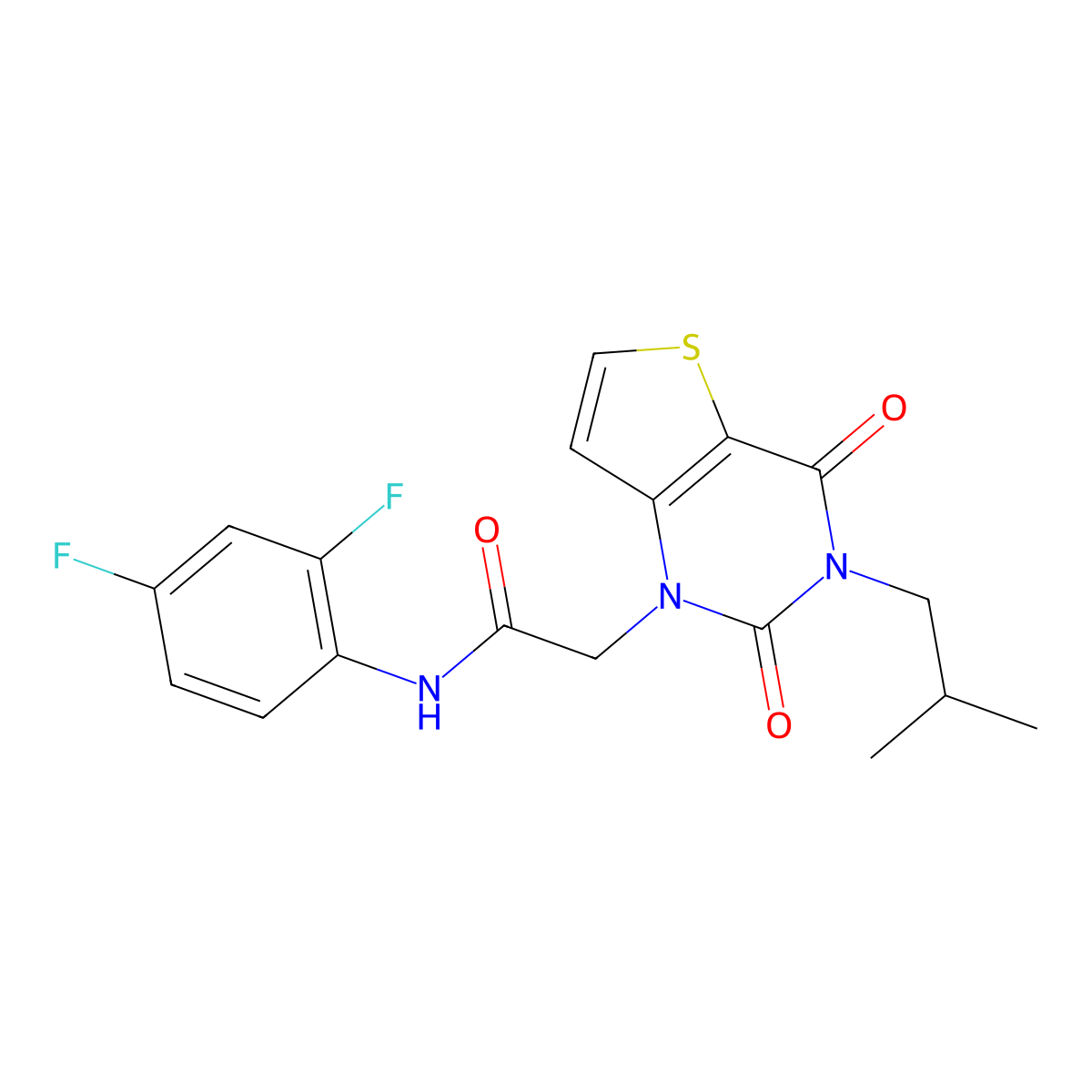 N-(2,4-difluorophenyl)-2-[3-(2-methylpropyl)-2,4-dioxo-3,4-dihydrothieno[3,2-d]pyrimidin-1(2H)-yl]acetamide molecular structure, CAS 1261010-71-2