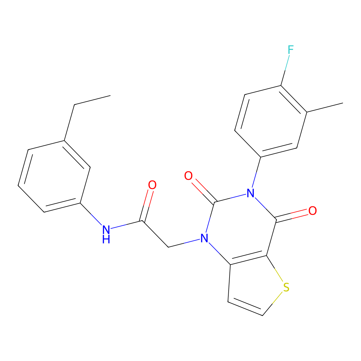 N-(3-ethylphenyl)-2-[3-(4-fluoro-3-methylphenyl)-2,4-dioxo-3,4-dihydrothieno[3,2-d]pyrimidin-1(2H)-yl]acetamide molecular structure, CAS 1261011-06-6