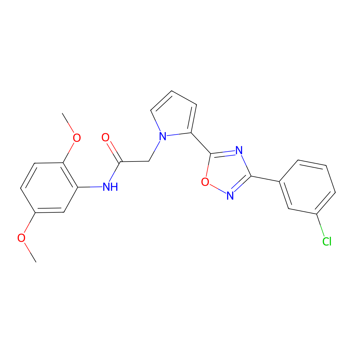 2-{2-[3-(3-chlorophenyl)-1,2,4-oxadiazol-5-yl]-1H-pyrrol-1-yl}-N-(2,5-dimethoxyphenyl)acetamide molecular structure, CAS 1261011-39-5