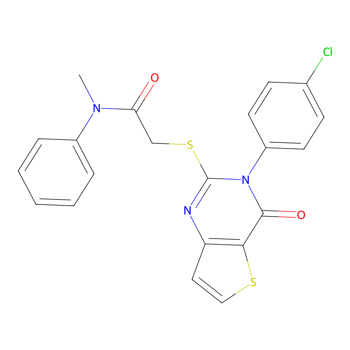2-{[3-(4-chlorophenyl)-4-oxo-3,4-dihydrothieno[3,2-d]pyrimidin-2-yl]sulfanyl}-N-methyl-N-phenylacetamide molecular structure, CAS 1261011-45-3