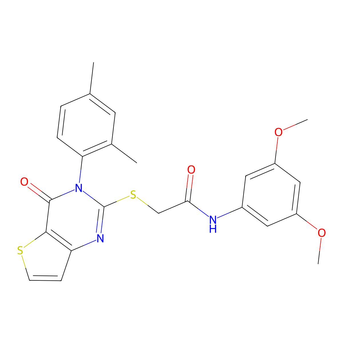 N-(3,5-dimethoxyphenyl)-2-{[3-(2,4-dimethylphenyl)-4-oxo-3,4-dihydrothieno[3,2-d]pyrimidin-2-yl]sulfanyl}acetamide molecular structure, CAS 1261011-68-0