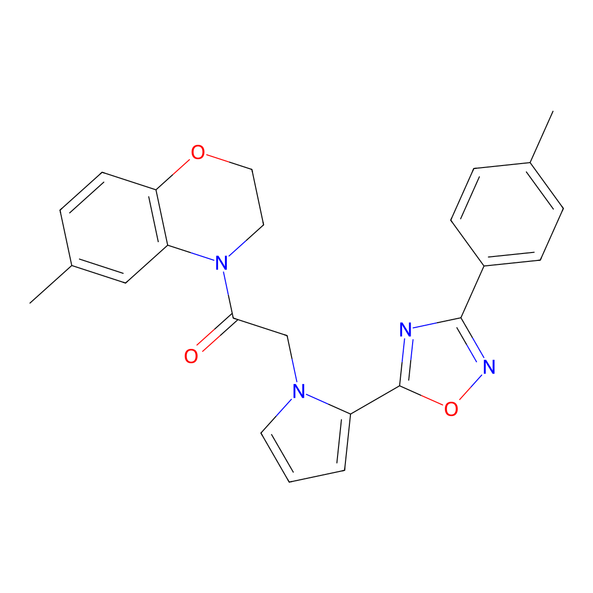 1-(6-methyl-2,3-dihydro-4H-1,4-benzoxazin-4-yl)-2-{2-[3-(4-methylphenyl)-1,2,4-oxadiazol-5-yl]-1H-pyrrol-1-yl}ethanone molecular structure, CAS 1261011-81-7