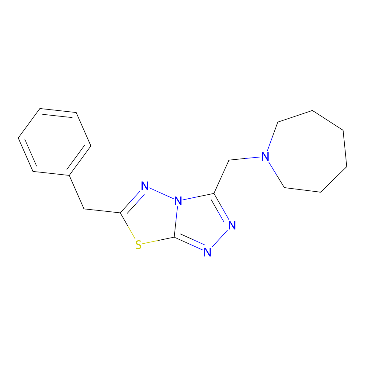 3-(1-Azepanylmethyl)-6-benzyl[1,2,4]triazolo[3,4-b][1,3,4]thiadiazole molecular structure, CAS 1261011-99-7