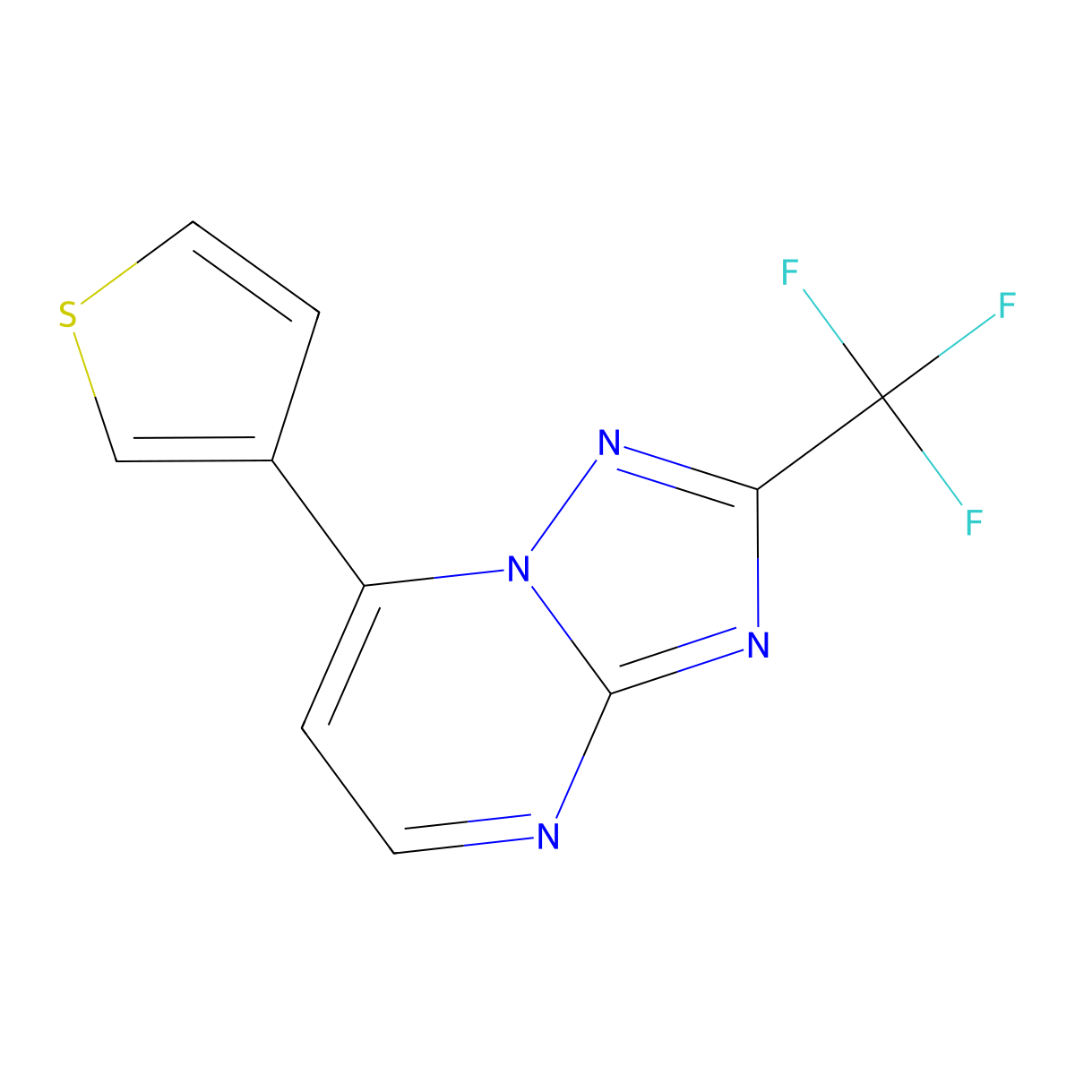 7-(3-Thienyl)-2-(trifluoromethyl)[1,2,4]triazolo[1,5-a]pyrimidine molecular structure, CAS 1261012-44-5
