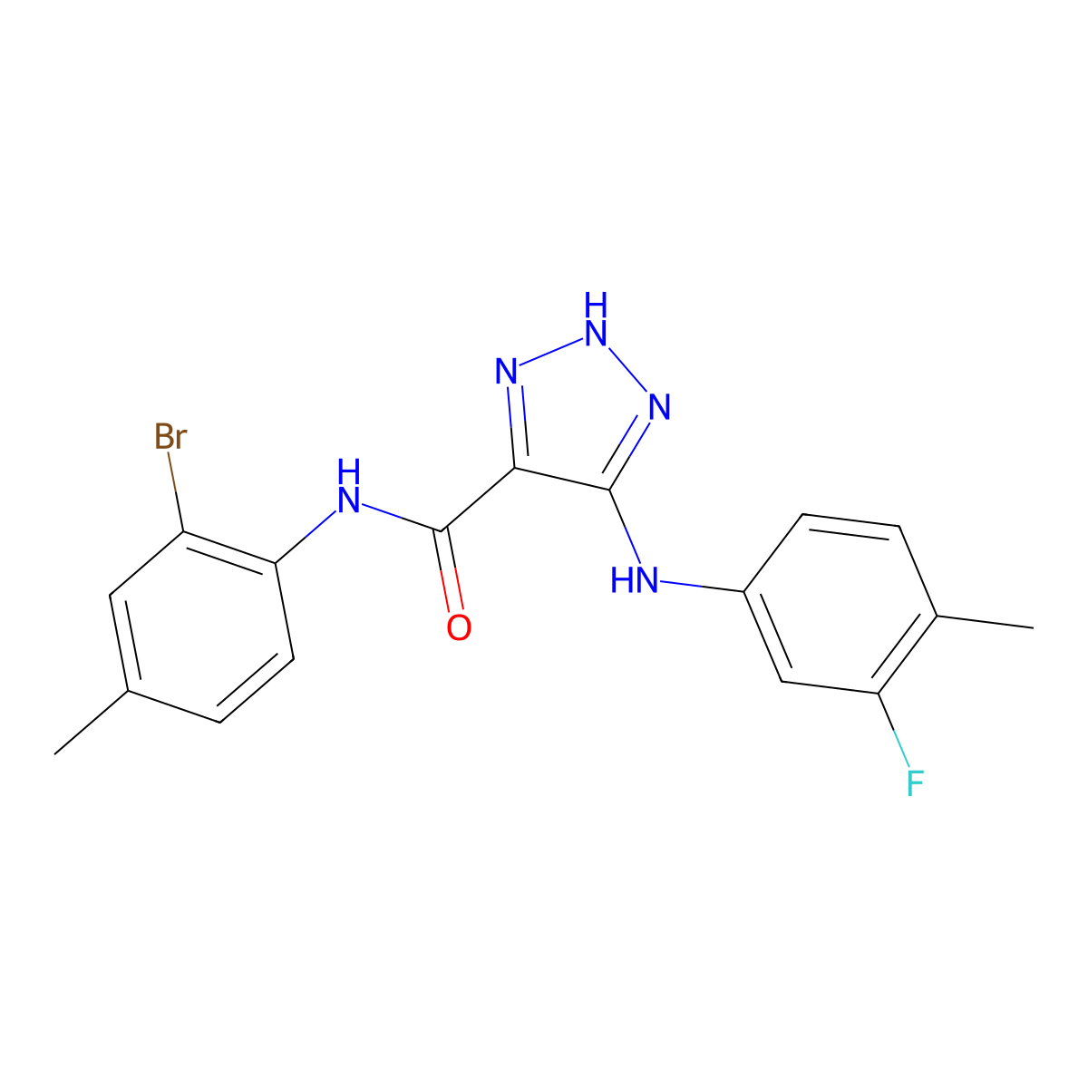 N-(2-bromo-4-methylphenyl)-5-[(3-fluoro-4-methylphenyl)amino]-1H-1,2,3-triazole-4-carboxamide molecular structure, CAS 1261012-50-3