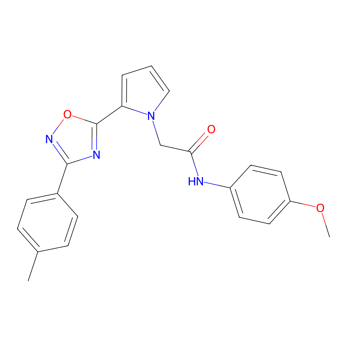 N-(4-methoxyphenyl)-2-{2-[3-(4-methylphenyl)-1,2,4-oxadiazol-5-yl]-1H-pyrrol-1-yl}acetamide molecular structure, CAS 1261012-68-3