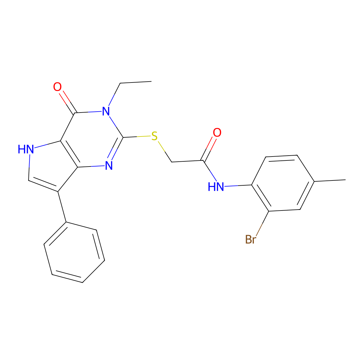 N-(2-bromo-4-methylphenyl)-2-[(3-ethyl-4-oxo-7-phenyl-4,5-dihydro-3H-pyrrolo[3,2-d]pyrimidin-2-yl)sulfanyl]acetamide molecular structure, CAS 1261012-88-7