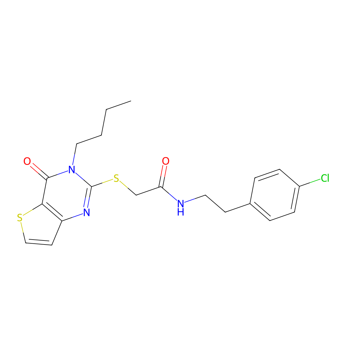 2-[(3-butyl-4-oxo-3,4-dihydrothieno[3,2-d]pyrimidin-2-yl)sulfanyl]-N-[2-(4-chlorophenyl)ethyl]acetamide molecular structure, CAS 1261012-90-1