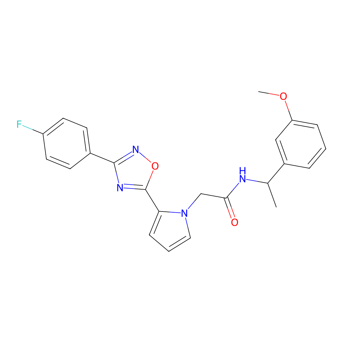 2-{2-[3-(4-fluorophenyl)-1,2,4-oxadiazol-5-yl]-1H-pyrrol-1-yl}-N-[1-(3-methoxyphenyl)ethyl]acetamide molecular structure, CAS 1261013-01-7