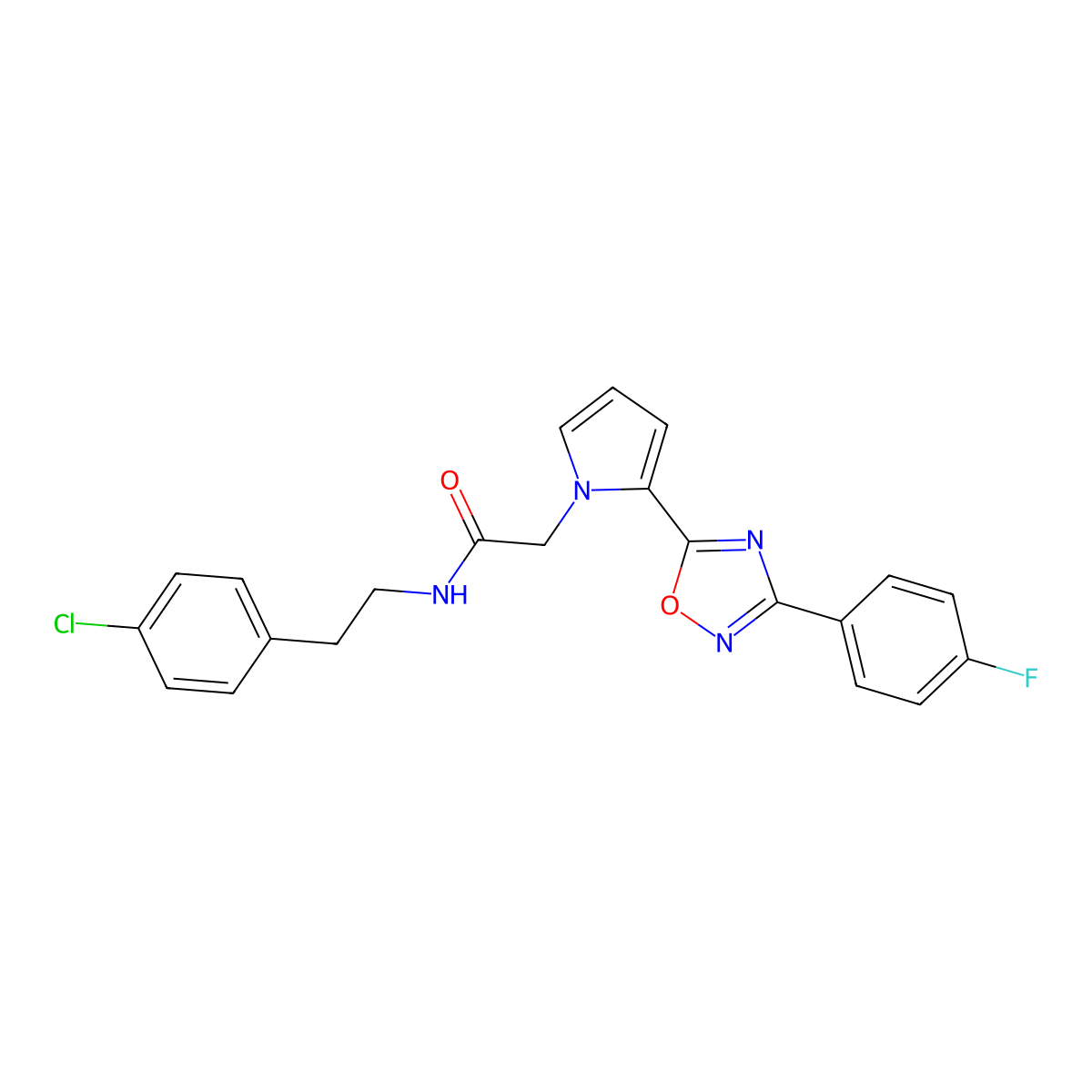 N-[2-(4-chlorophenyl)ethyl]-2-{2-[3-(4-fluorophenyl)-1,2,4-oxadiazol-5-yl]-1H-pyrrol-1-yl}acetamide molecular structure, CAS 1261013-52-8