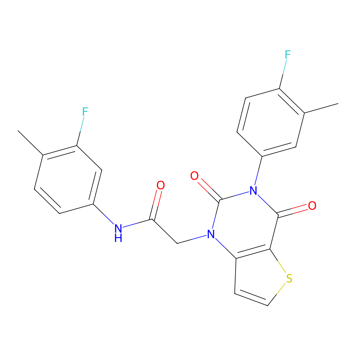 N-(3-fluoro-4-methylphenyl)-2-[3-(4-fluoro-3-methylphenyl)-2,4-dioxo-3,4-dihydrothieno[3,2-d]pyrimidin-1(2H)-yl]acetamide molecular structure, CAS 1261013-91-5