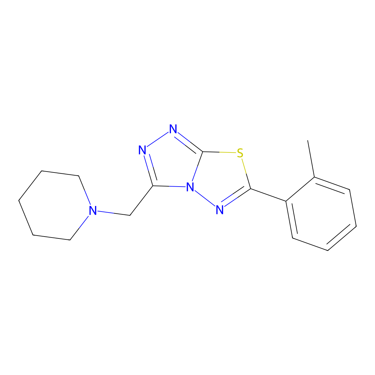 6-(2-Methylphenyl)-3-(piperidin-1-ylmethyl)[1,2,4]triazolo[3,4-b][1,3,4]thiadiazole molecular structure, CAS 1261014-11-2