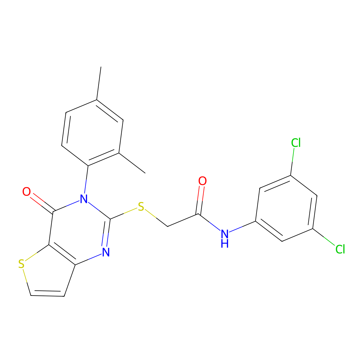N-(3,5-dichlorophenyl)-2-{[3-(2,4-dimethylphenyl)-4-oxo-3H,4H-thieno[3,2-d]pyrimidin-2-yl]sulfanyl}acetamide molecular structure, CAS 1261014-17-8