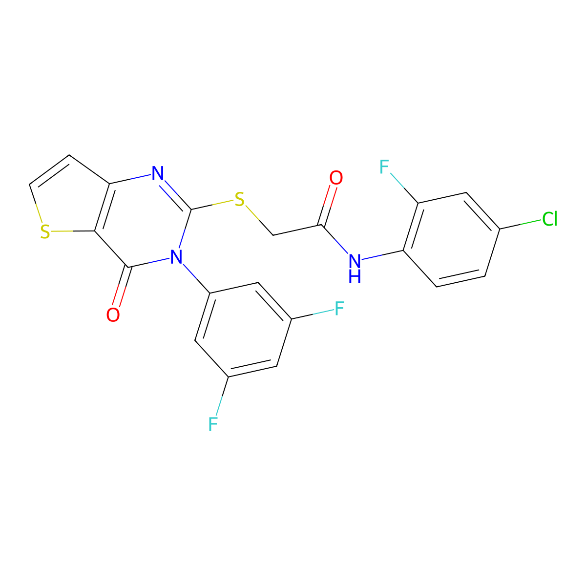 N-(4-chloro-2-fluorophenyl)-2-{[3-(3,5-difluorophenyl)-4-oxo-3,4-dihydrothieno[3,2-d]pyrimidin-2-yl]sulfanyl}acetamide molecular structure, CAS 1261014-53-2