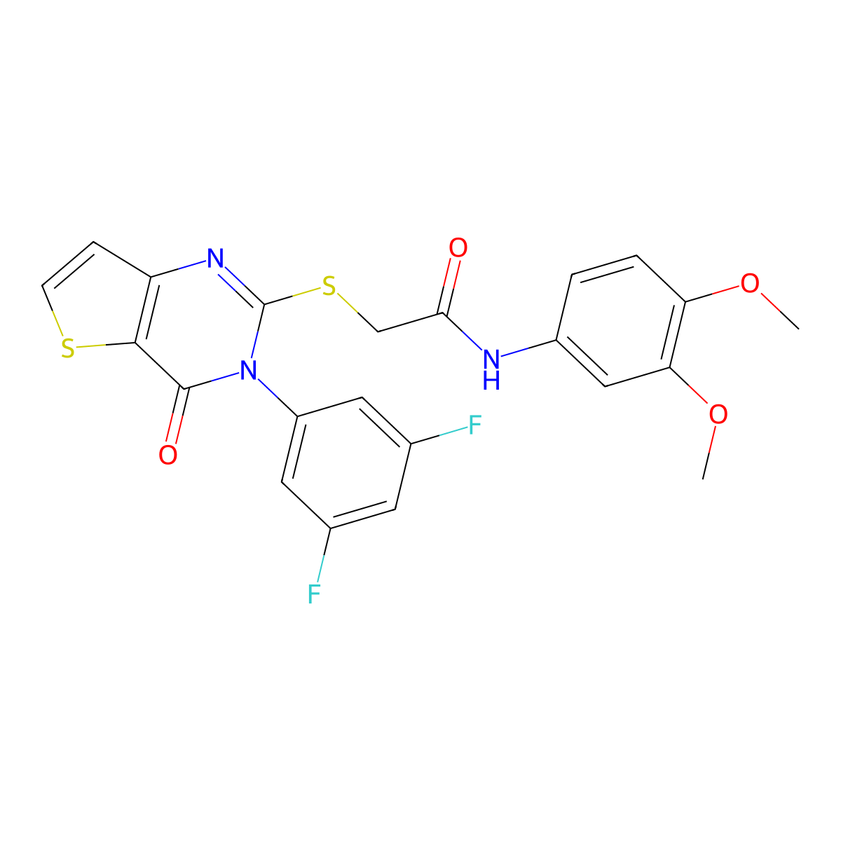 2-{[3-(3,5-difluorophenyl)-4-oxo-3,4-dihydrothieno[3,2-d]pyrimidin-2-yl]sulfanyl}-N-(3,4-dimethoxyphenyl)acetamide molecular structure, CAS 1261014-77-0