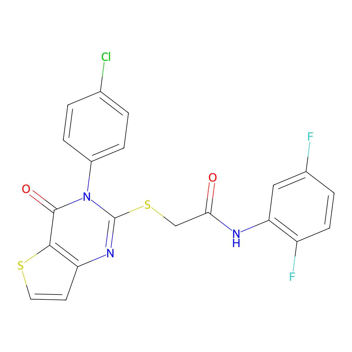 2-{[3-(4-chlorophenyl)-4-oxo-3,4-dihydrothieno[3,2-d]pyrimidin-2-yl]sulfanyl}-N-(2,5-difluorophenyl)acetamide molecular structure, CAS 1261015-29-5