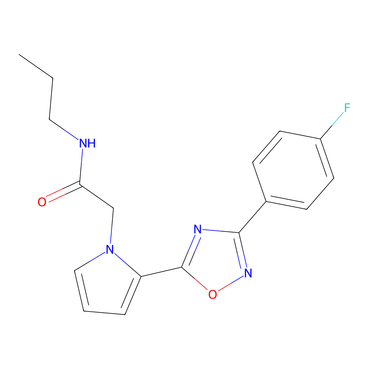 2-{2-[3-(4-fluorophenyl)-1,2,4-oxadiazol-5-yl]-1H-pyrrol-1-yl}-N-propylacetamide molecular structure, CAS 1261015-48-8