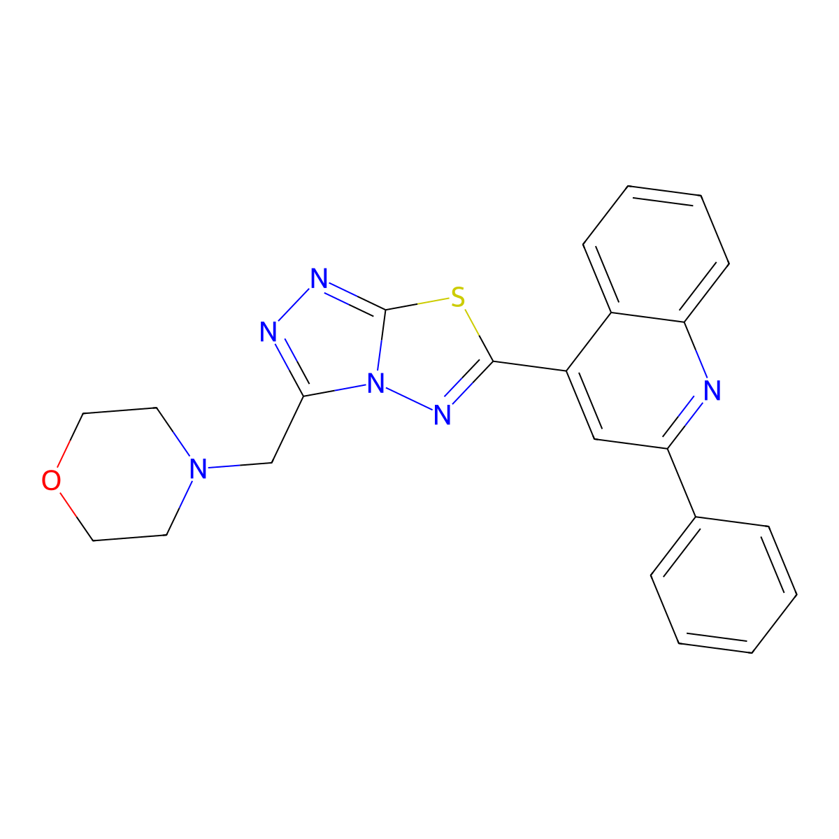 4-[3-(4-Morpholinylmethyl)[1,2,4]triazolo[3,4-b][1,3,4]thiadiazol-6-yl]-2-phenylquinoline molecular structure, CAS 1261015-77-3