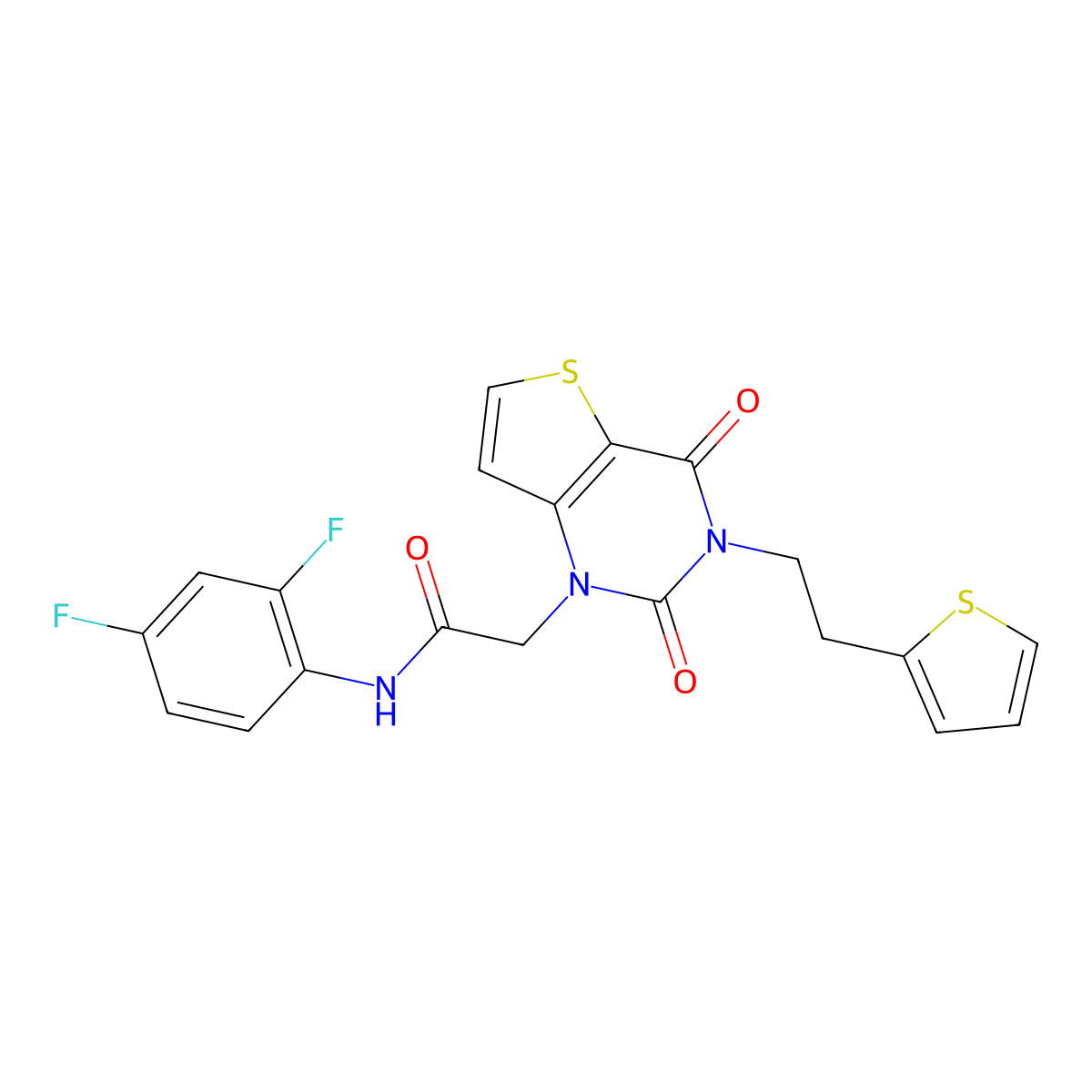 N-(2,4-difluorophenyl)-2-(2,4-dioxo-3-(2-(thiophen-2-yl)ethyl)-3,4-dihydrothieno[3,2-d]pyrimidin-1(2H)-yl)acetamide molecular structure, CAS 1261016-09-4