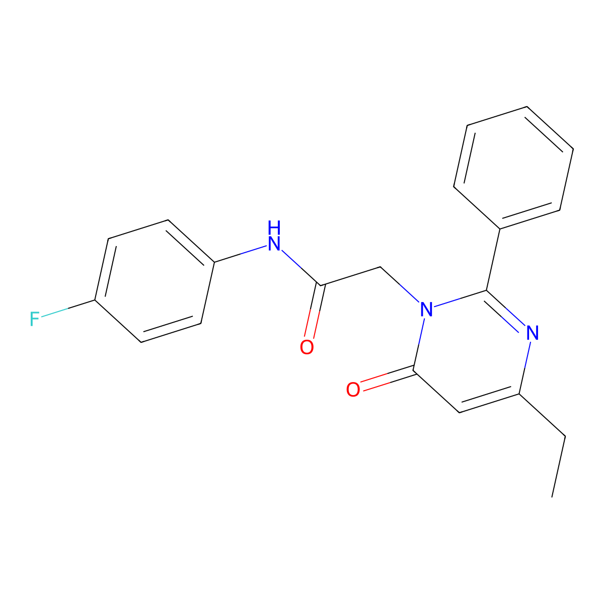 2-(4-ethyl-6-oxo-2-phenylpyrimidin-1(6H)-yl)-N-(4-fluorophenyl)acetamide molecular structure, CAS 1261016-12-9