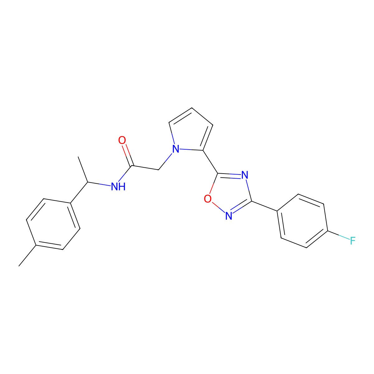 2-{2-[3-(4-fluorophenyl)-1,2,4-oxadiazol-5-yl]-1H-pyrrol-1-yl}-N-[1-(4-methylphenyl)ethyl]acetamide molecular structure, CAS 1261016-13-0