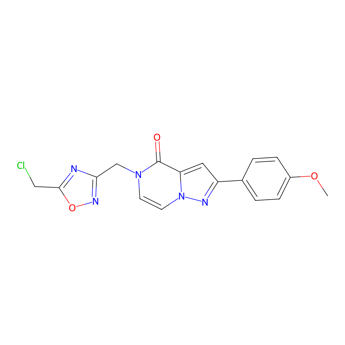 5-{[5-(chloromethyl)-1,2,4-oxadiazol-3-yl]methyl}-2-(4-methoxyphenyl)pyrazolo[1,5-a]pyrazin-4(5H)-one molecular structure, CAS 1261016-25-4