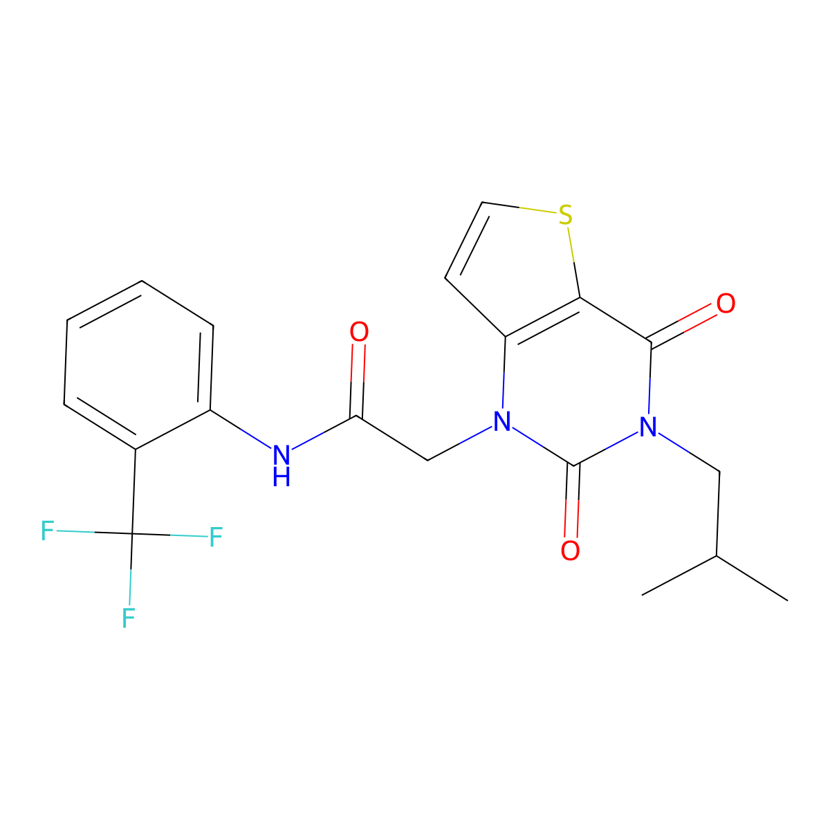 2-[3-(2-methylpropyl)-2,4-dioxo-3,4-dihydrothieno[3,2-d]pyrimidin-1(2H)-yl]-N-[2-(trifluoromethyl)phenyl]acetamide molecular structure, CAS 1261016-30-1