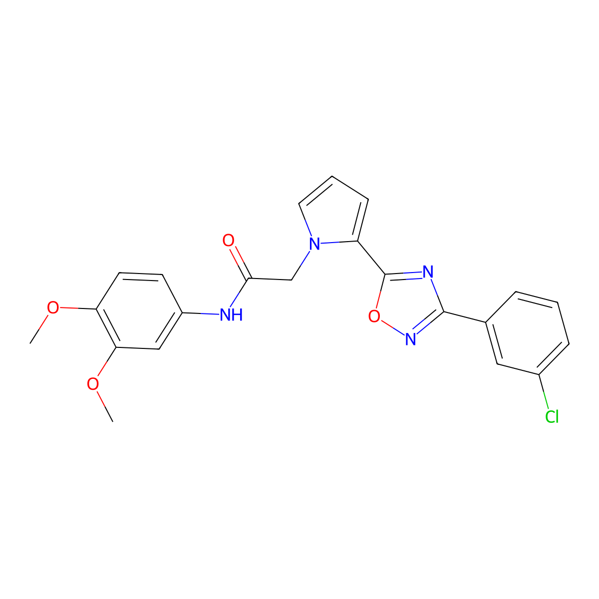 2-{2-[3-(3-chlorophenyl)-1,2,4-oxadiazol-5-yl]-1H-pyrrol-1-yl}-N-(3,4-dimethoxyphenyl)acetamide molecular structure, CAS 1261016-37-8