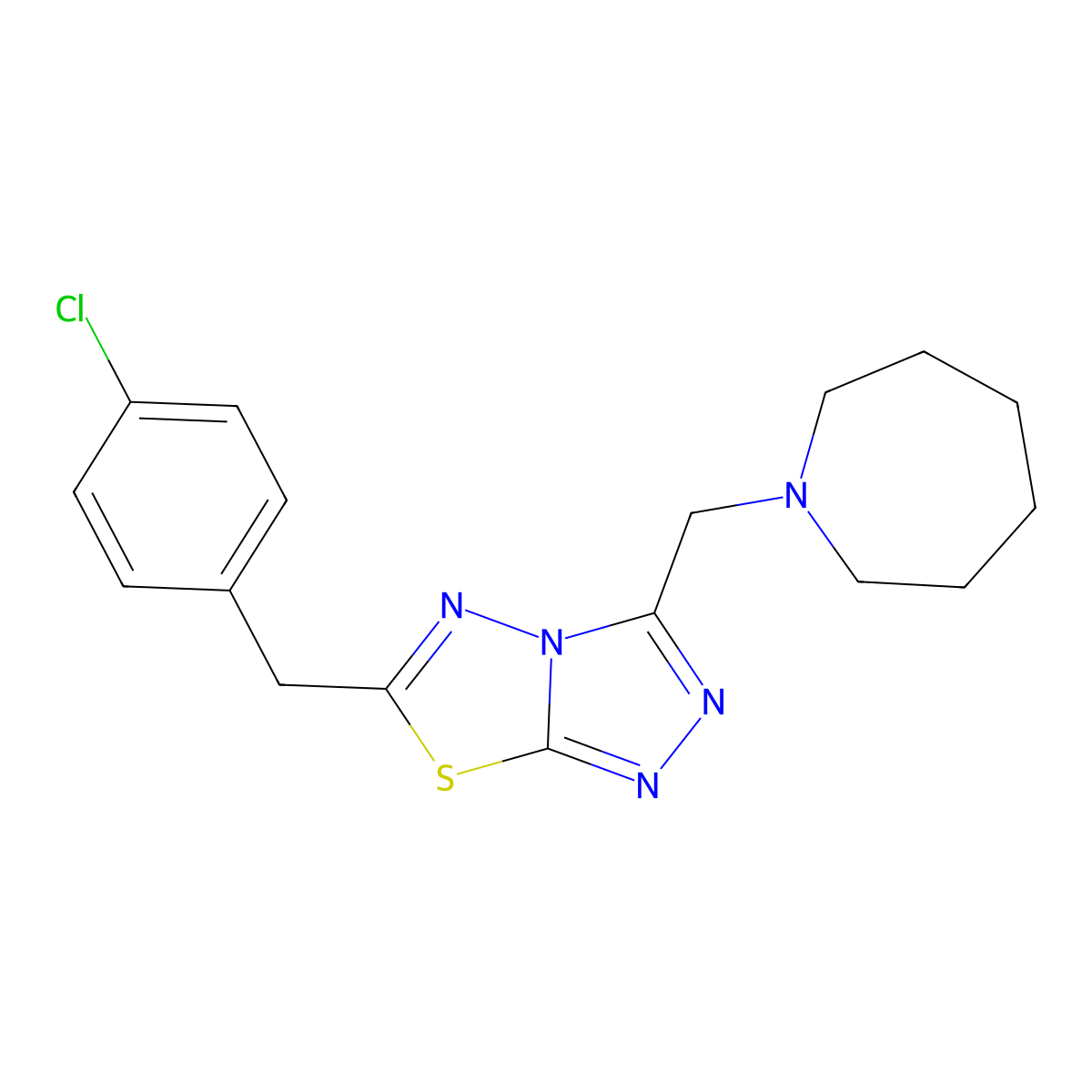 3-(1-Azepanylmethyl)-6-(4-chlorobenzyl)[1,2,4]triazolo[3,4-b][1,3,4]thiadiazole molecular structure, CAS 1261016-98-1