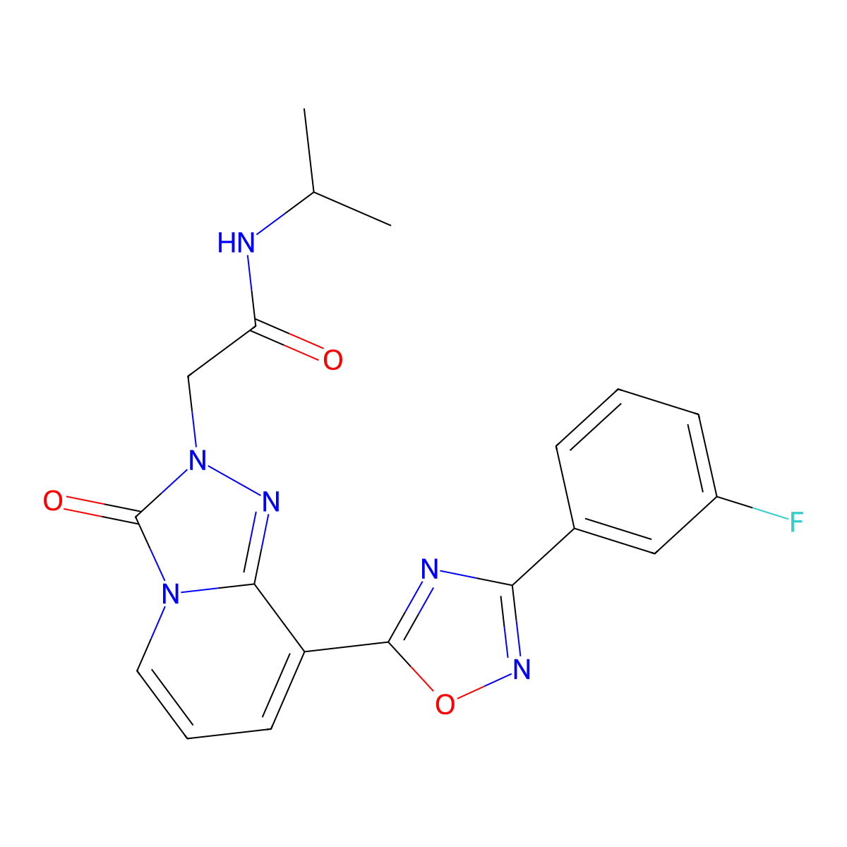 2-{8-[3-(3-fluorophenyl)-1,2,4-oxadiazol-5-yl]-3-oxo[1,2,4]triazolo[4,3-a]pyridin-2(3H)-yl}-N-(propan-2-yl)acetamide molecular structure, CAS 1261017-28-0
