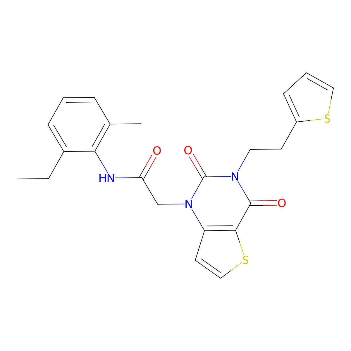 2-{2,4-dioxo-3-[2-(thiophen-2-yl)ethyl]-1H,2H,3H,4H-thieno[3,2-d]pyrimidin-1-yl}-N-(2-ethyl-6-methylphenyl)acetamide molecular structure, CAS 1261017-38-2