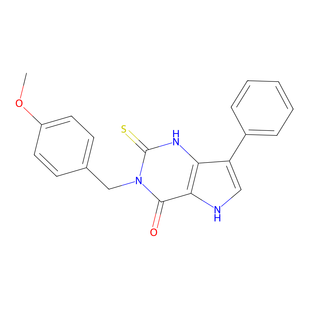 3-(4-methoxybenzyl)-7-phenyl-2-thioxo-1,2,3,5-tetrahydro-4H-pyrrolo[3,2-d]pyrimidin-4-one molecular structure, CAS 1261017-98-4