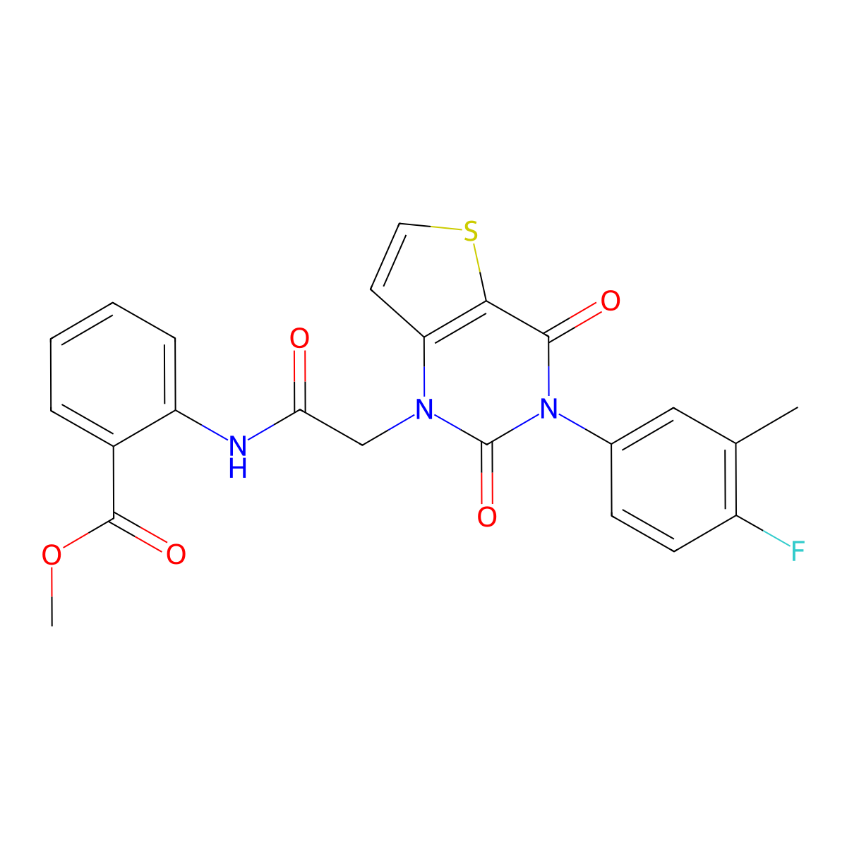 methyl 2-({[3-(4-fluoro-3-methylphenyl)-2,4-dioxo-3,4-dihydrothieno[3,2-d]pyrimidin-1(2H)-yl]acetyl}amino)benzoate molecular structure, CAS 1261018-16-9