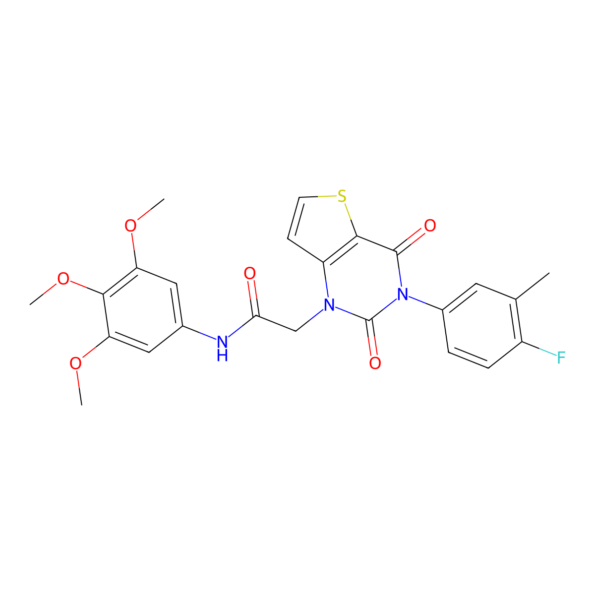 2-[3-(4-fluoro-3-methylphenyl)-2,4-dioxo-3,4-dihydrothieno[3,2-d]pyrimidin-1(2H)-yl]-N-(3,4,5-trimethoxyphenyl)acetamide molecular structure, CAS 1261018-67-0