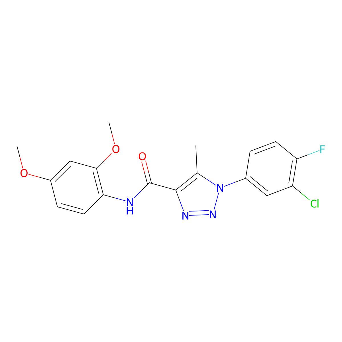 1-(3-chloro-4-fluorophenyl)-N-(2,4-dimethoxyphenyl)-5-methyl-1H-1,2,3-triazole-4-carboxamide molecular structure, CAS 1261018-72-7