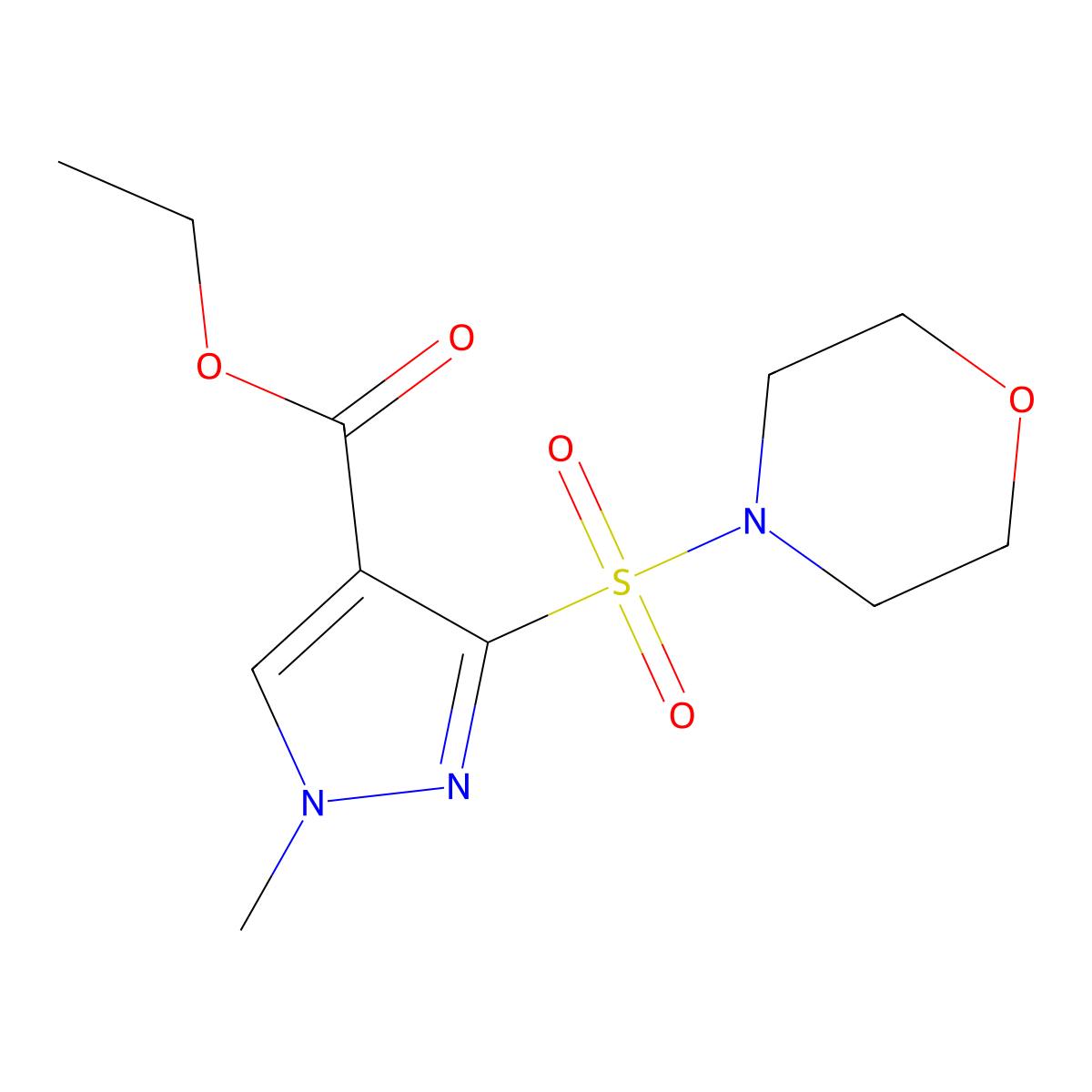 ethyl 1-methyl-3-(morpholin-4-ylsulfonyl)-1H-pyrazole-4-carboxylate molecular structure, CAS 1261019-81-1