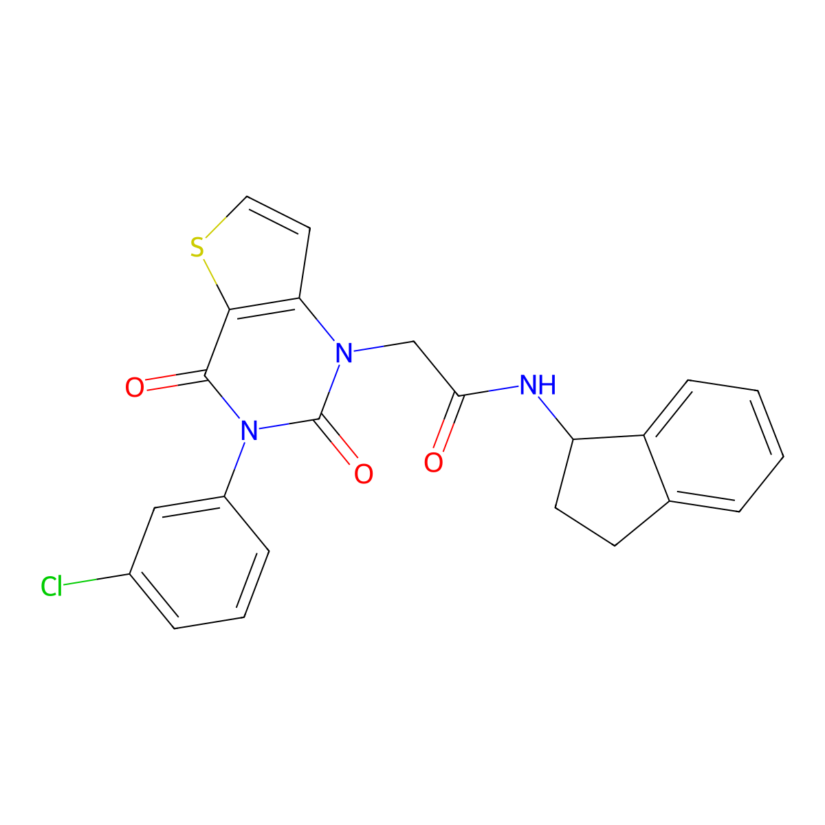 2-[3-(3-chlorophenyl)-2,4-dioxo-1H,2H,3H,4H-thieno[3,2-d]pyrimidin-1-yl]-N-(2,3-dihydro-1H-inden-1-yl)acetamide molecular structure, CAS 1261020-24-9