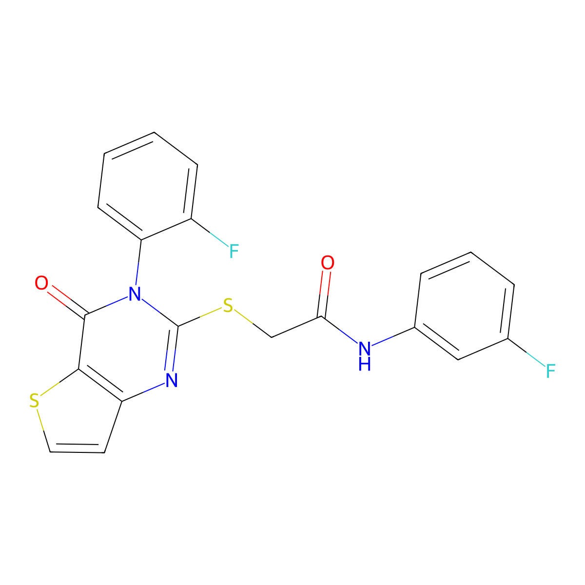 N-(3-fluorophenyl)-2-{[3-(2-fluorophenyl)-4-oxo-3,4-dihydrothieno[3,2-d]pyrimidin-2-yl]sulfanyl}acetamide molecular structure, CAS 1261020-37-4