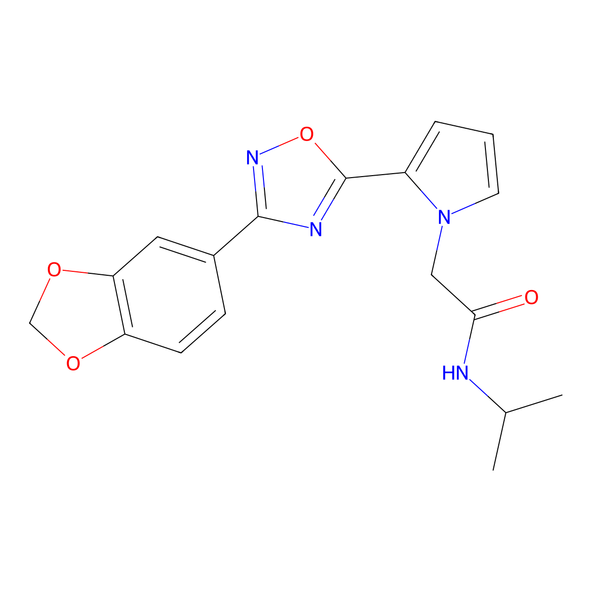 2-{2-[3-(1,3-benzodioxol-5-yl)-1,2,4-oxadiazol-5-yl]-1H-pyrrol-1-yl}-N-isopropylacetamide molecular structure, CAS 1261020-94-3