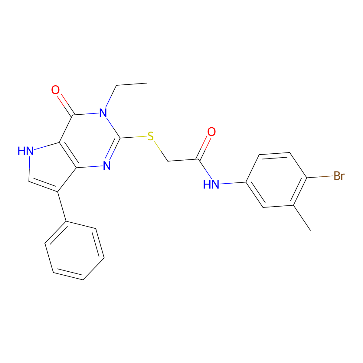 N-(4-bromo-3-methylphenyl)-2-((3-ethyl-4-oxo-7-phenyl-4,5-dihydro-3H-pyrrolo[3,2-d]pyrimidin-2-yl)thio)acetamide molecular structure, CAS 1261021-42-4