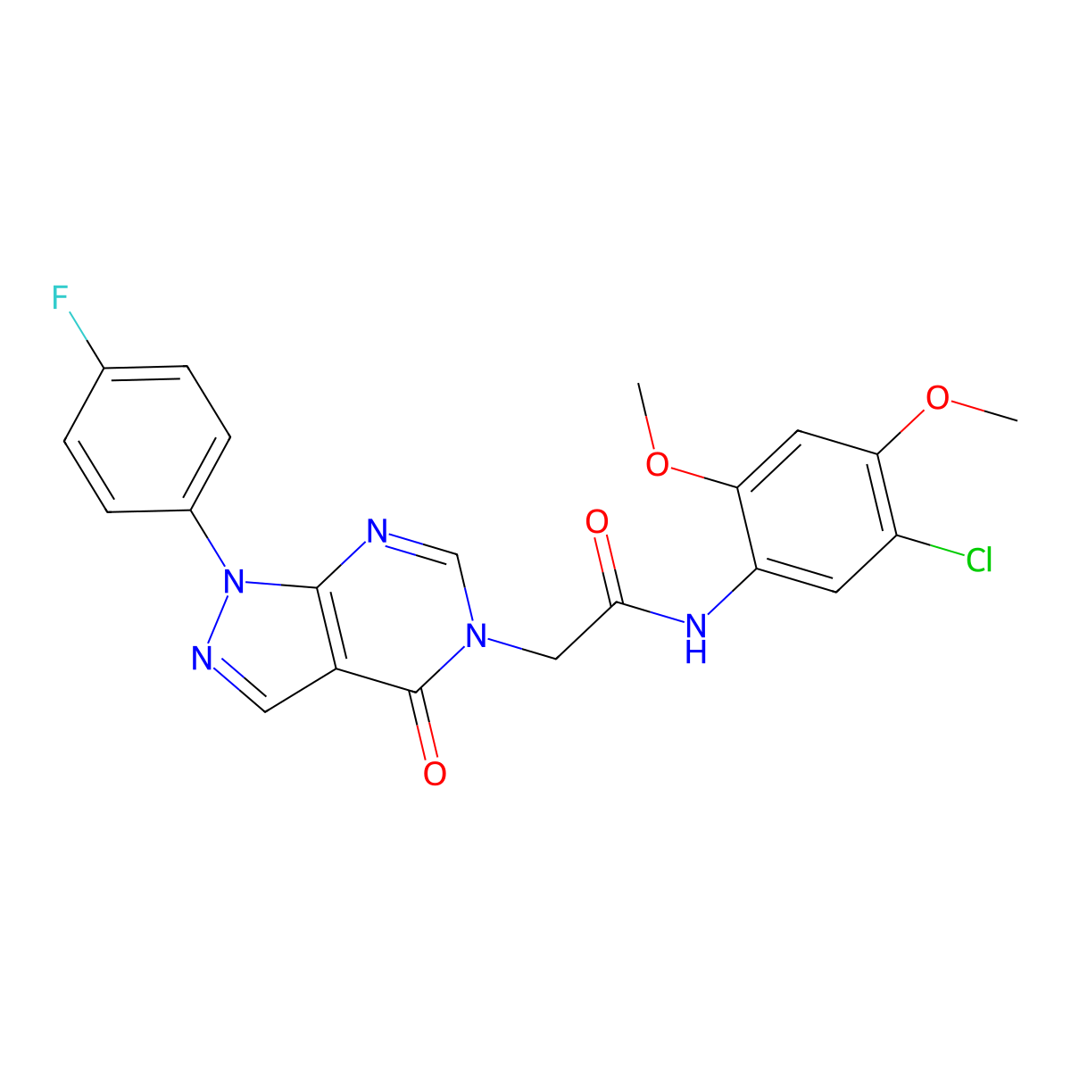 N-(5-chloro-2,4-dimethoxyphenyl)-2-(1-(4-fluorophenyl)-4-oxo-1,4-dihydro-5H-pyrazolo[3,4-d]pyrimidin-5-yl)acetamide molecular structure, CAS 1261021-51-5