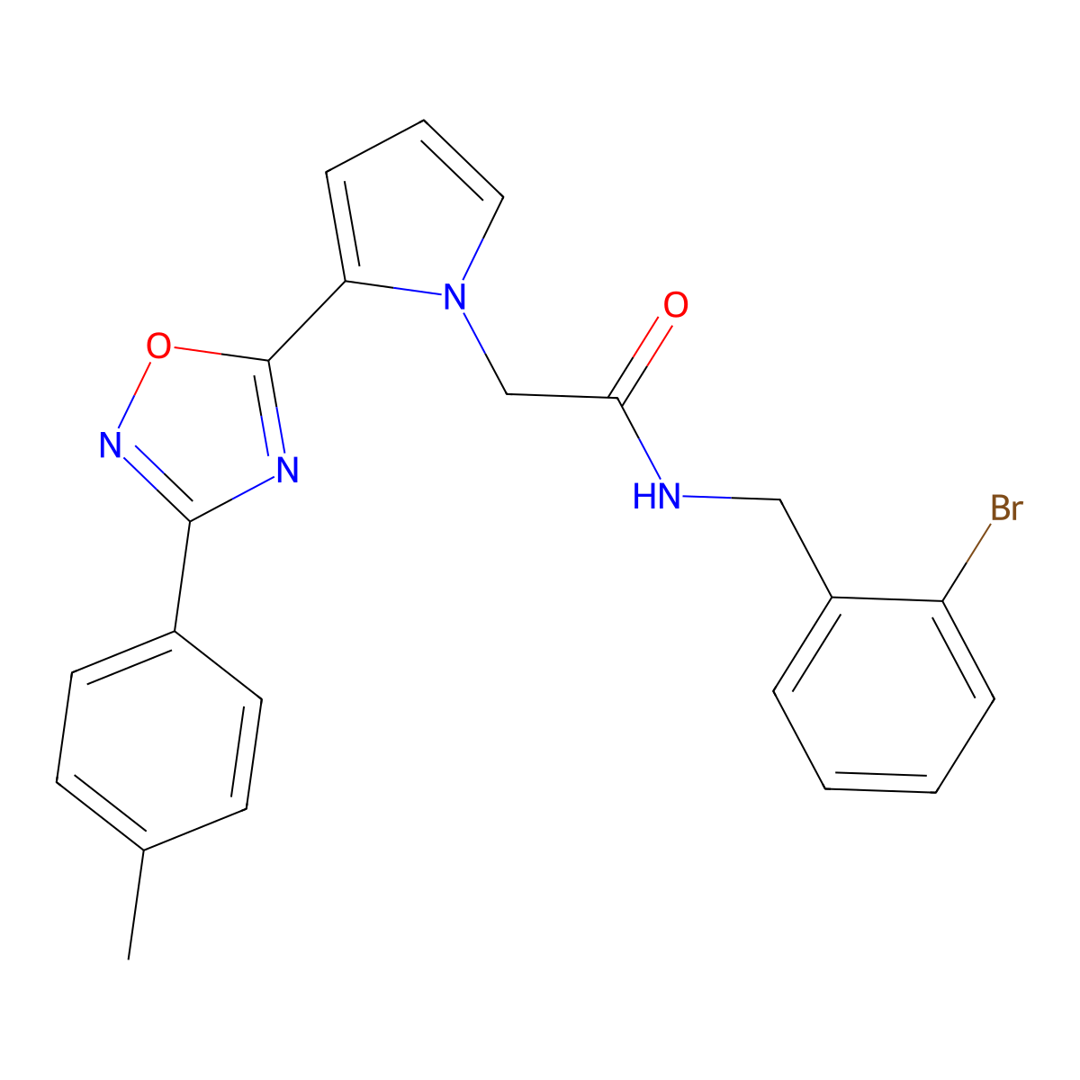 N-(2-bromobenzyl)-2-{2-[3-(4-methylphenyl)-1,2,4-oxadiazol-5-yl]-1H-pyrrol-1-yl}acetamide molecular structure, CAS 1261021-62-8