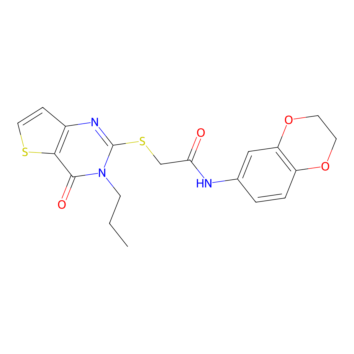 N-(2,3-dihydro-1,4-benzodioxin-6-yl)-2-({4-oxo-3-propyl-3H,4H-thieno[3,2-d]pyrimidin-2-yl}sulfanyl)acetamide molecular structure, CAS 1261022-02-9