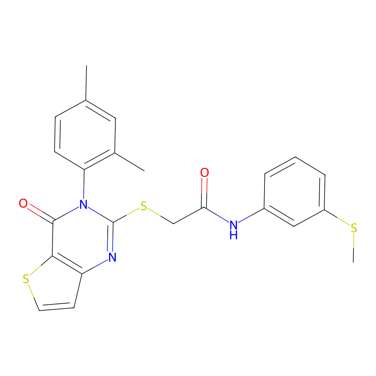 2-{[3-(2,4-dimethylphenyl)-4-oxo-3,4-dihydrothieno[3,2-d]pyrimidin-2-yl]sulfanyl}-N-[3-(methylsulfanyl)phenyl]acetamide molecular structure, CAS 1261022-34-7