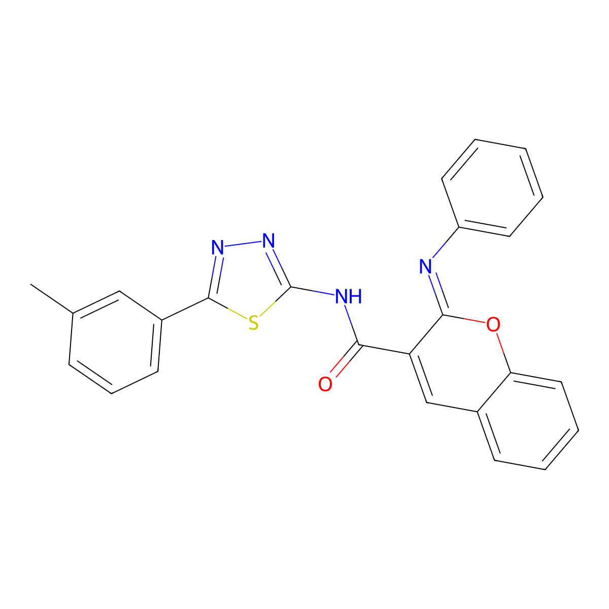 (2Z)-N-[5-(3-methylphenyl)-1,3,4-thiadiazol-2-yl]-2-(phenylimino)-2H-chromene-3-carboxamide molecular structure, CAS 1261027-42-2