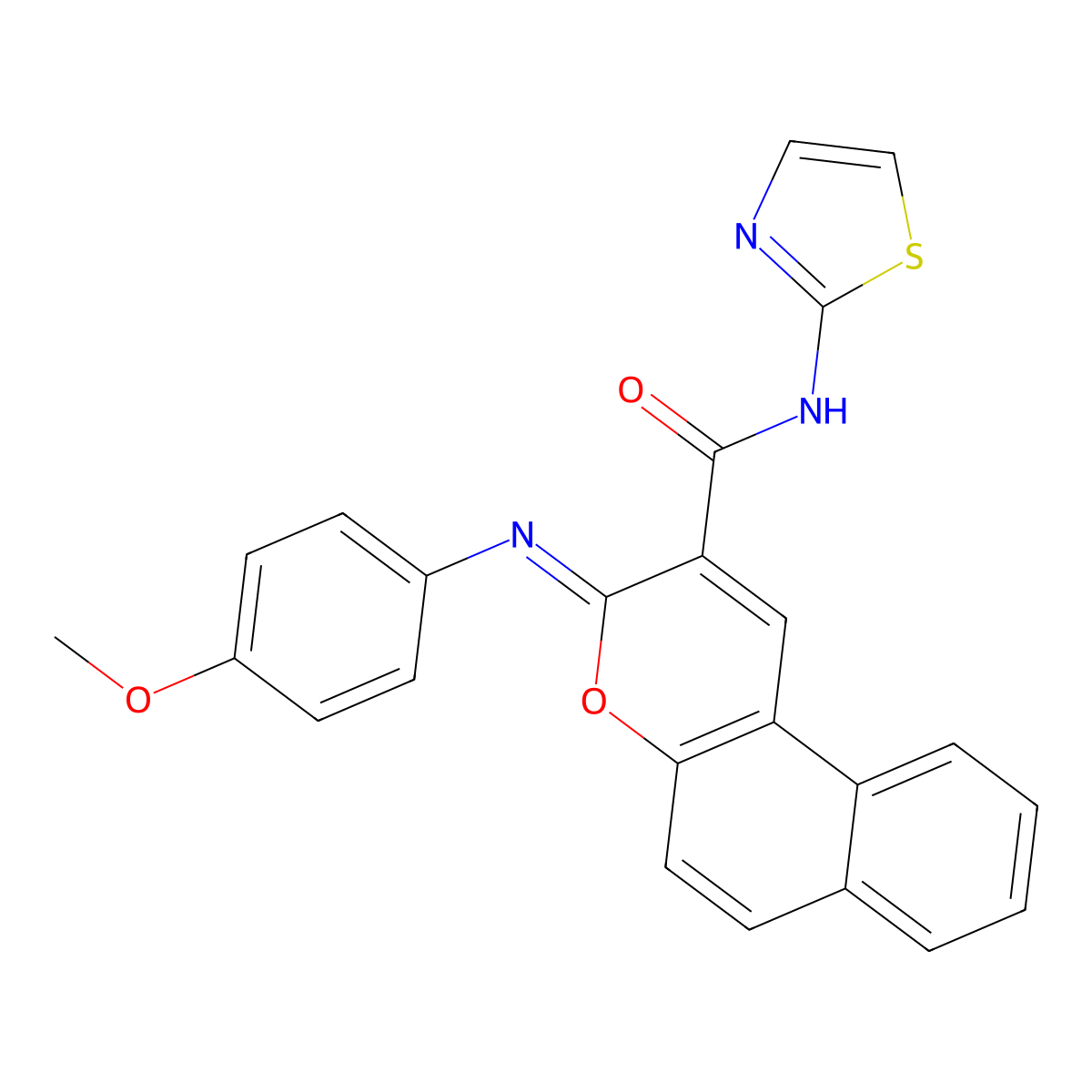 (3Z)-3-[(4-methoxyphenyl)imino]-N-(1,3-thiazol-2-yl)-3H-benzo[f]chromene-2-carboxamide molecular structure, CAS 1261027-44-4