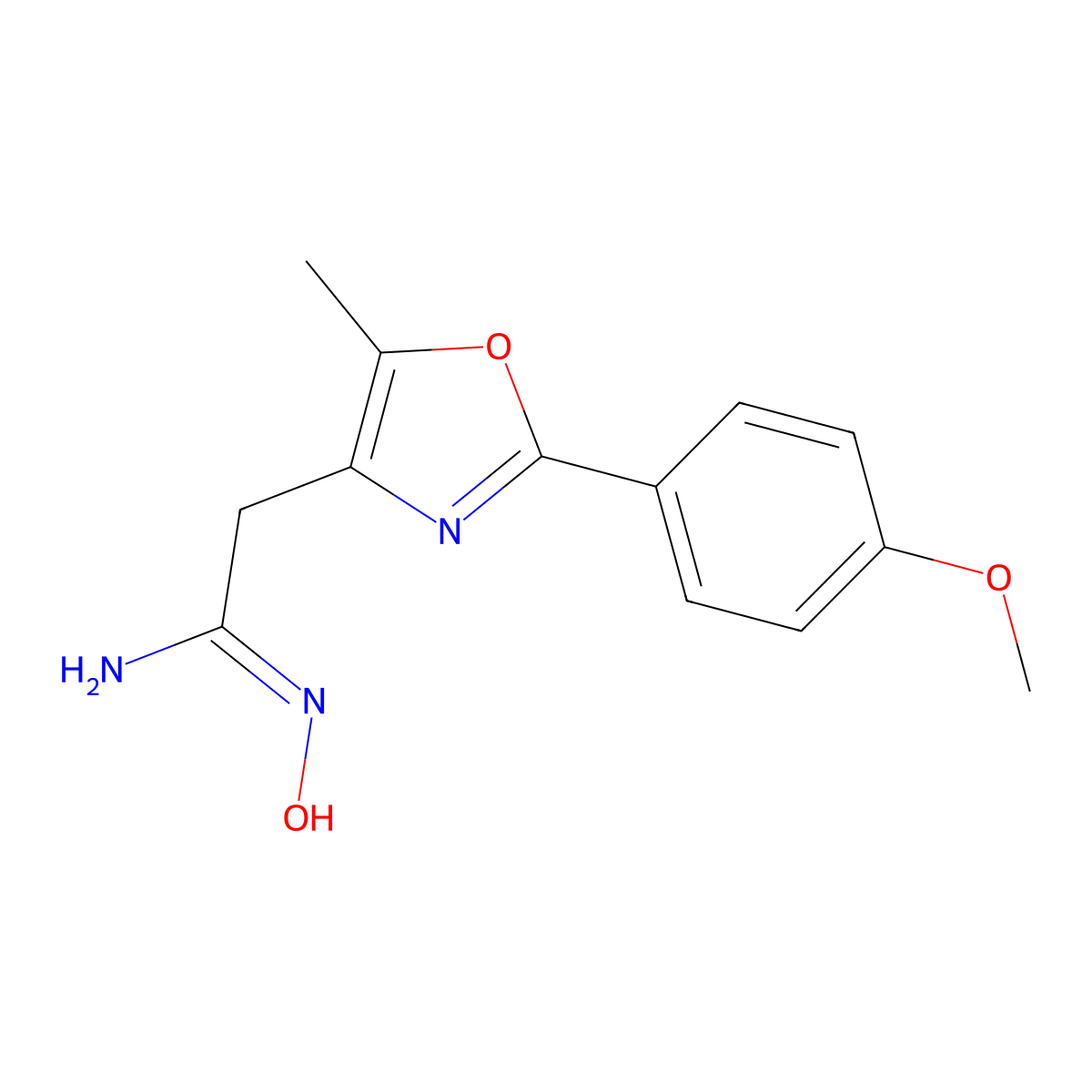 (1Z)-N'-hydroxy-2-[2-(4-methoxyphenyl)-5-methyl-1,3-oxazol-4-yl]ethanimidamide molecular structure, CAS 1261027-49-9
