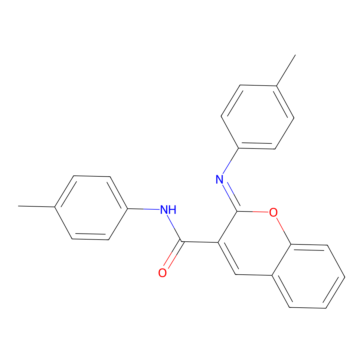 (2Z)-N-(4-methylphenyl)-2-[(4-methylphenyl)imino]-2H-chromene-3-carboxamide molecular structure, CAS 1261027-60-4