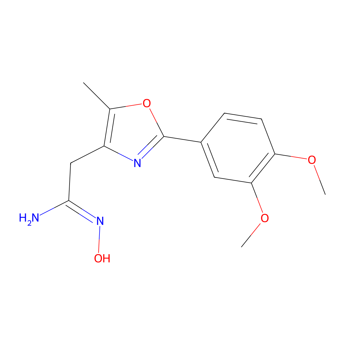 (1Z)-2-[2-(3,4-dimethoxyphenyl)-5-methyl-1,3-oxazol-4-yl]-N'-hydroxyethanimidamide molecular structure, CAS 1261027-64-8