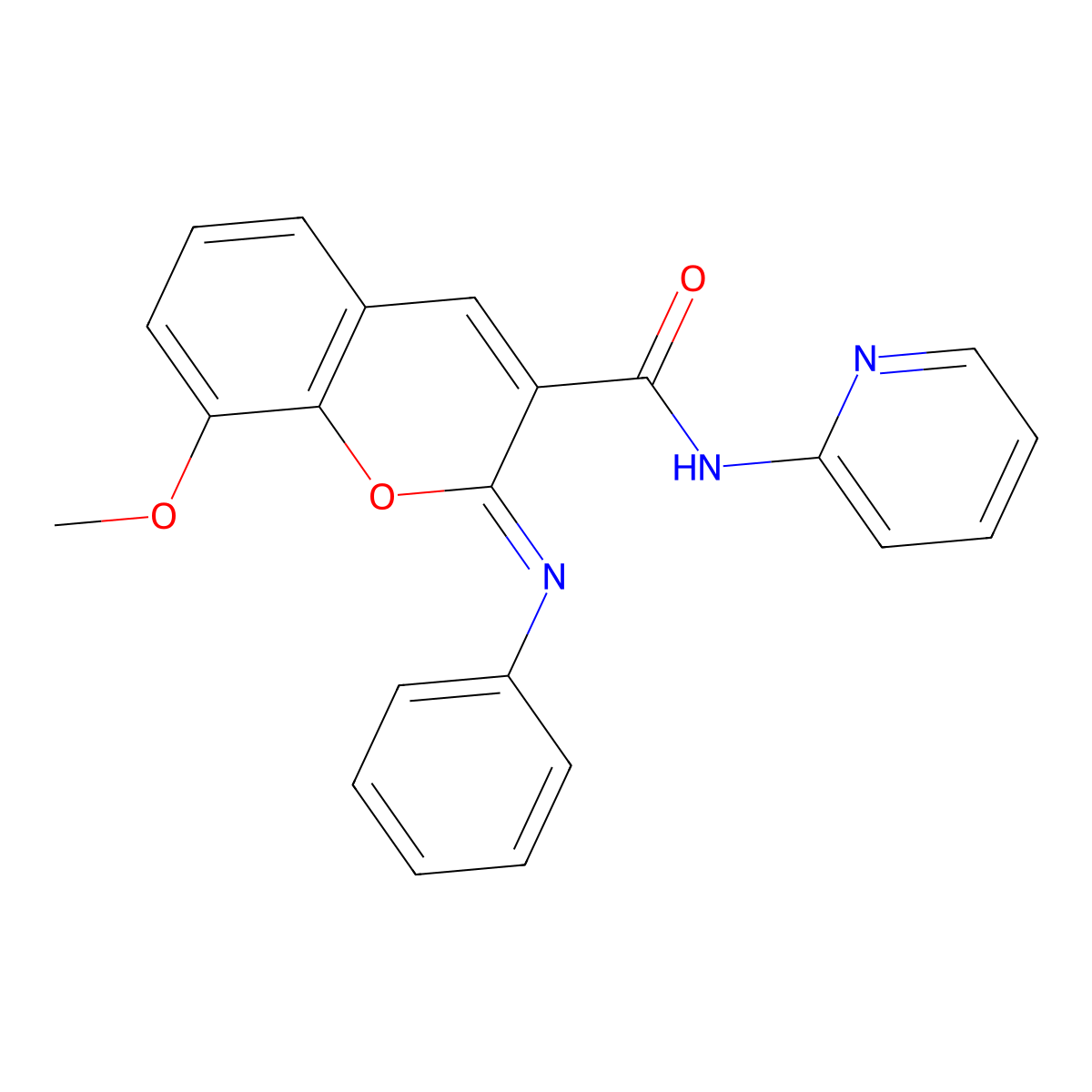 (2Z)-8-methoxy-2-(phenylimino)-N-(pyridin-2-yl)-2H-chromene-3-carboxamide molecular structure, CAS 1261027-66-0